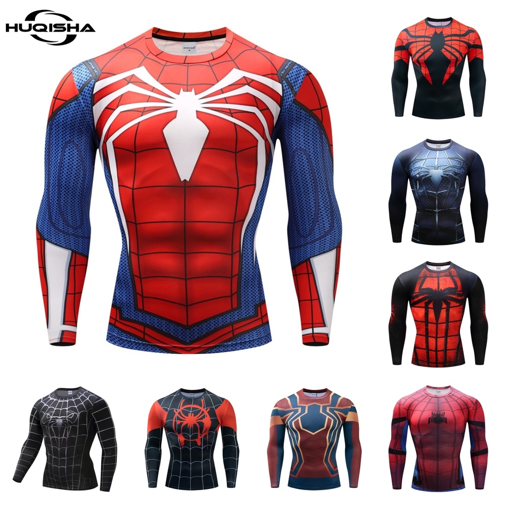Superhero Spiderman Printed T Shirt Men Compression GYM Sportswear ...