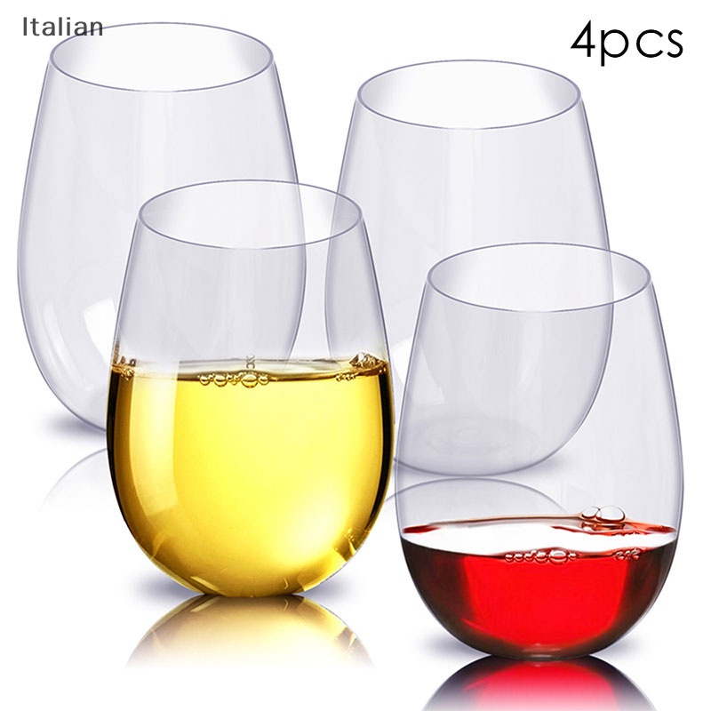 Italian 4pc/Set Shatterproof Wine Glass Unbreakable PET Red Wine