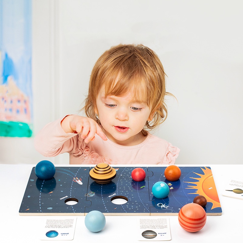 1 Set of 8 Planet Cognition Wooden Puzzle Solar System Jigsaw Planet ...