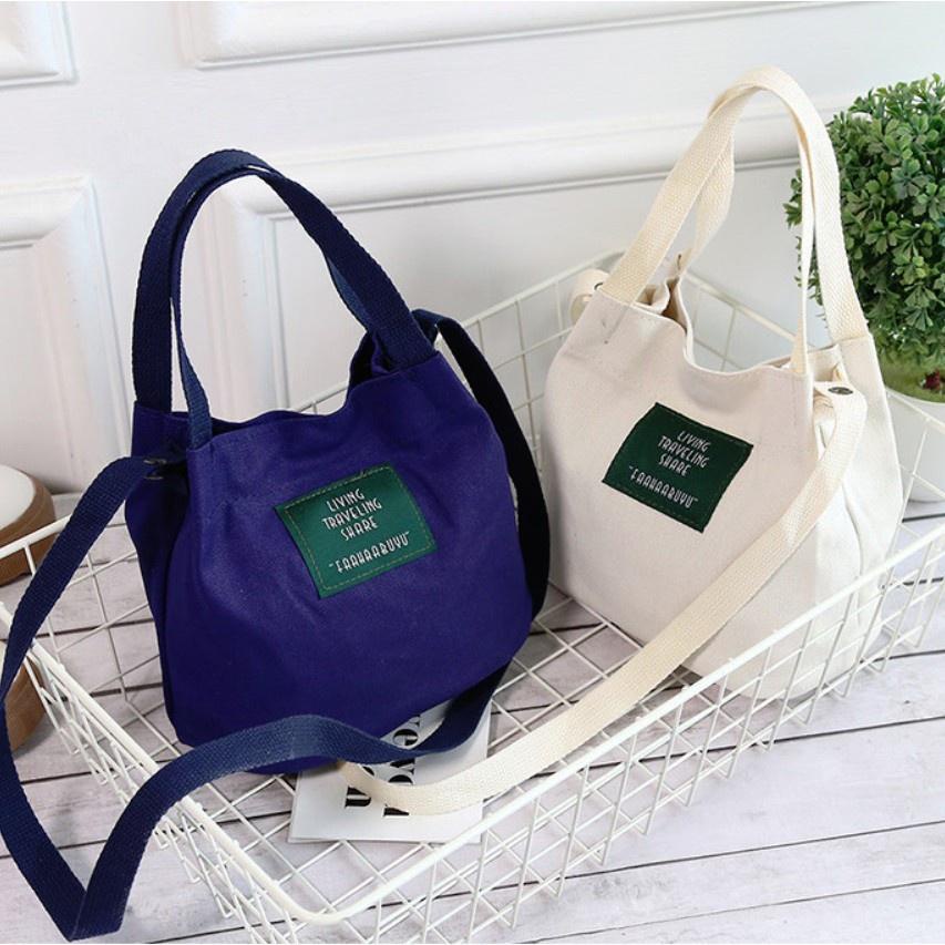 YANYAN READY STOCK Casual Canva Label Women's Tote Bag Sling Beg