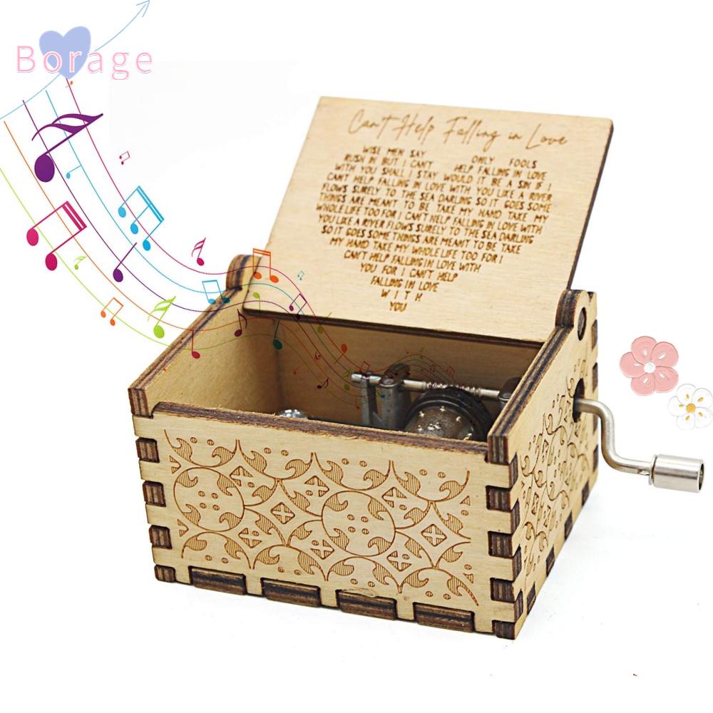 BORRAONE Music Box Wife Can't Help Falling in Love Wooden Birthday
