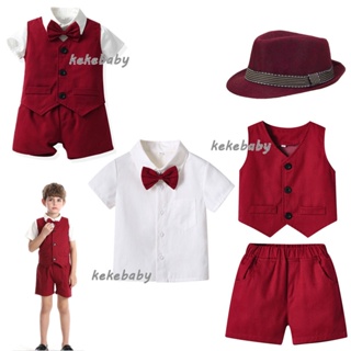 Boys White Shirt with Red Tie  Boys Wedding Shirt & Red Tie Set