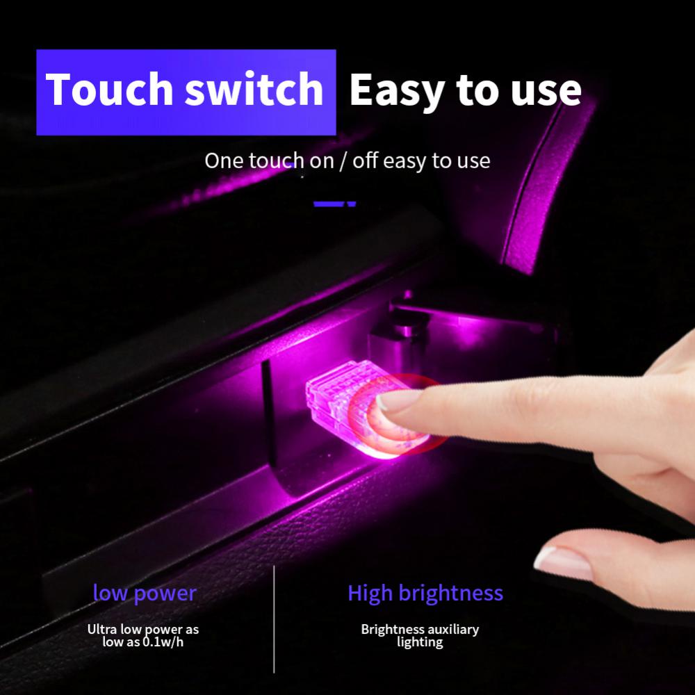 Car Mini USB LED Light Touch Switch,RGB Colorful Auto Interior ...