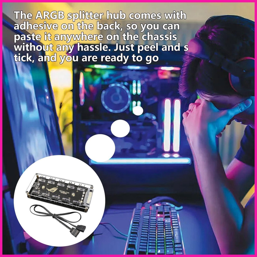 ARGB Extension Cable 3 Pin ARGB Fan Hub 5V PC ARGB Splitter Hub 11 Port Addressable ARGB