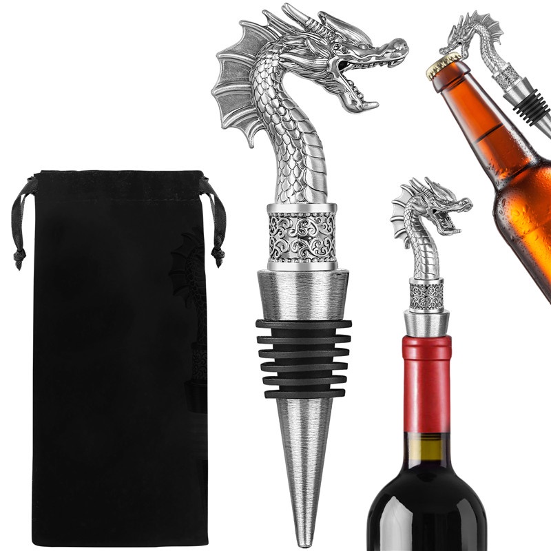 Portable Dragon Head Design Metal Wine Stopper Wine Accessories Saver