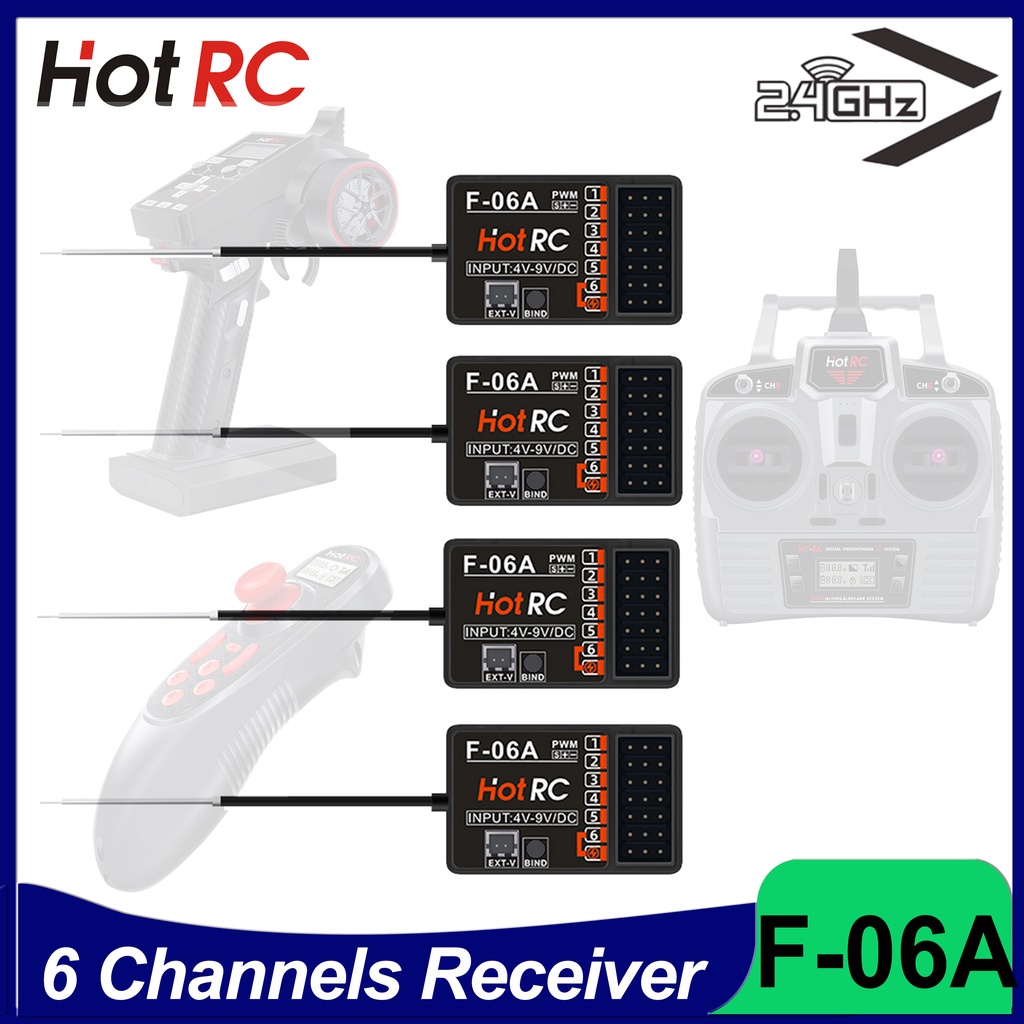 havcybin HOTRC DS-600 Télécommande émetteur et récepteur RC 6 canaux 2,4 GHz avec récepteur DS 600 PWM 6 canaux pour bateau RC (avec PWM RX