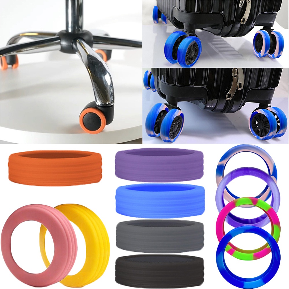 8pcs/set Luggage Wheel Cover Suitcase Wheels Protector Elastic Silicone