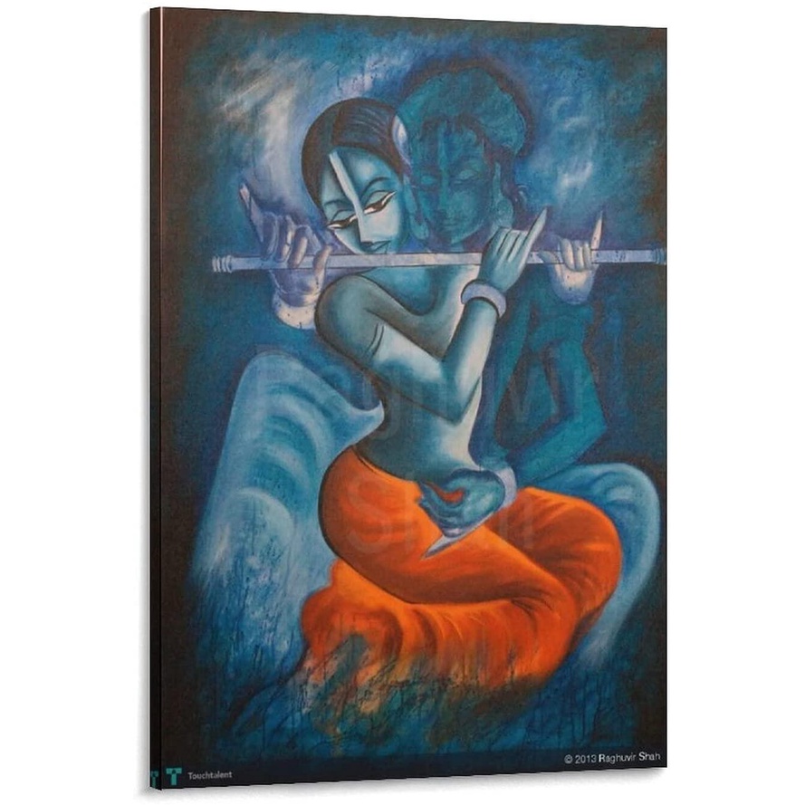 Whui Krishna Poster Canvas Wall Art Touch of Krishna Radha Modern Art ...