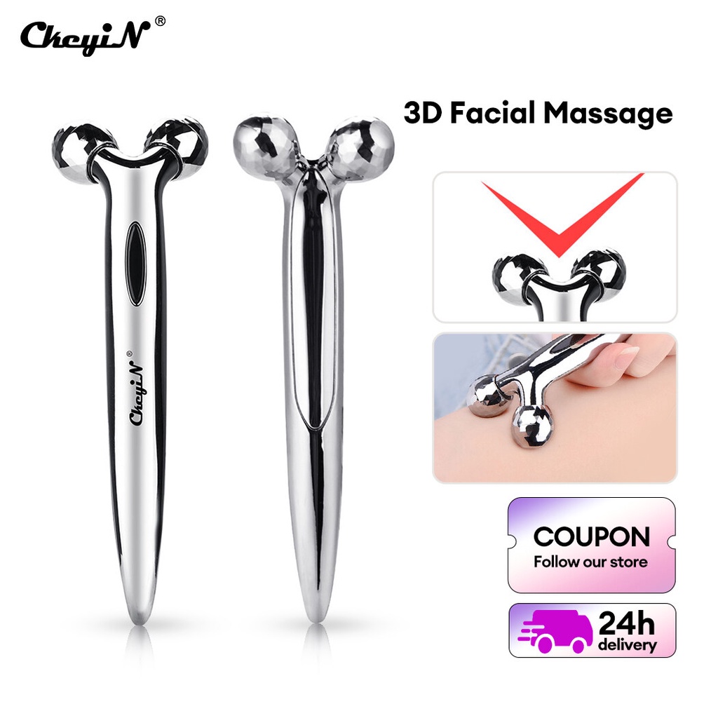 Ckeyin 3d Facial Massage Roller Ball Ems Micro Current V Face Lifting Full Body Massager Am113sq