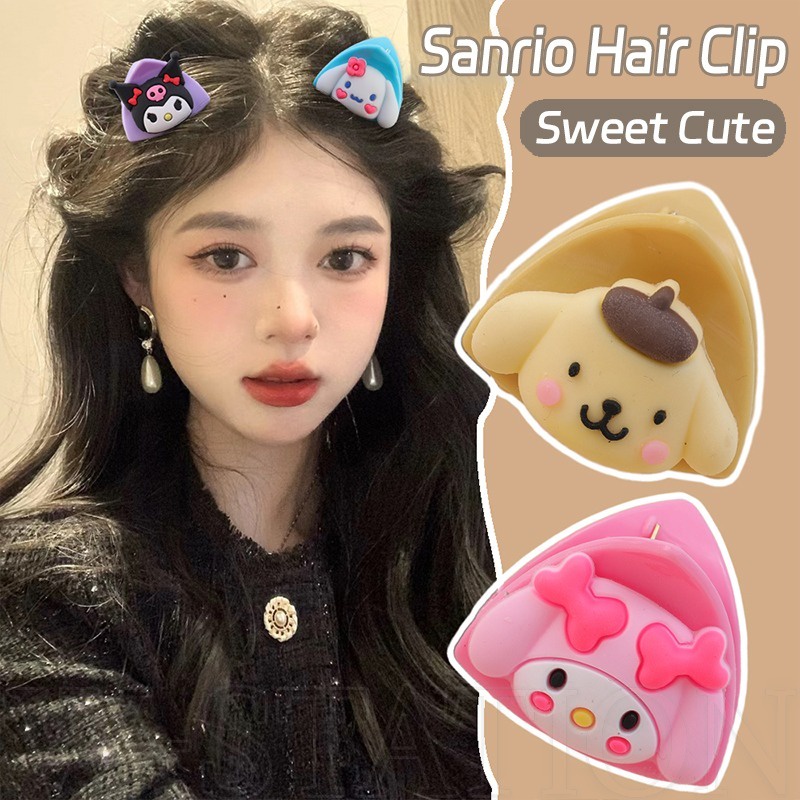 Women Kawaii Sanrio Cat Ears Hair Clip Cartoon Cinnamoroll Kuromi