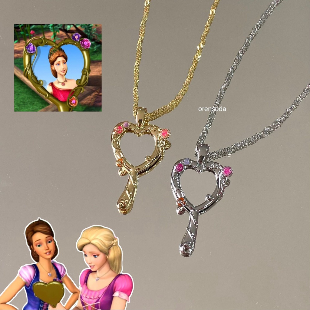 Barbie the diamond castle Mirror Necklace （transparent PE box