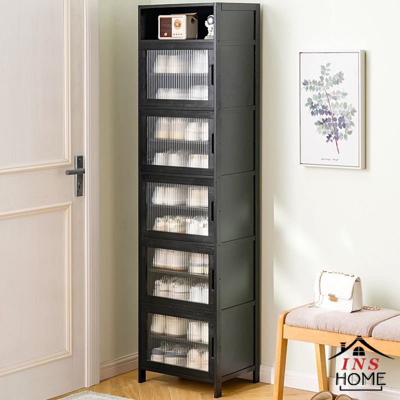 Black Shoe Storage Rack Shoe Shelf Bamboo Cabinet Multi-Layer Dustproof ...