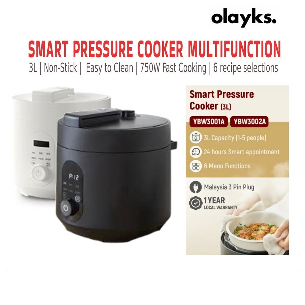 Olayks Electric Smart Pressure Cooker Multifunction Rice Cooker (3L ...