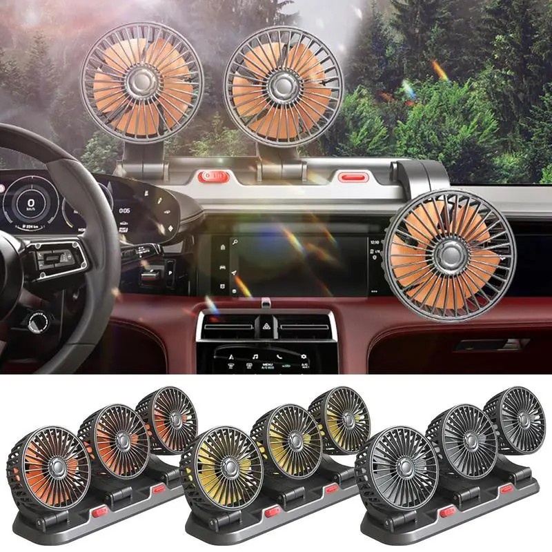 Car Strong Dual Fan Air Conditioning Double Booster Cooler 360° Desktop ...
