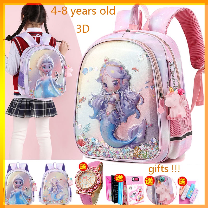 Waterproof Children's Schoolbag 3D Hard Shell Cartoon Mermaid Princess ...
