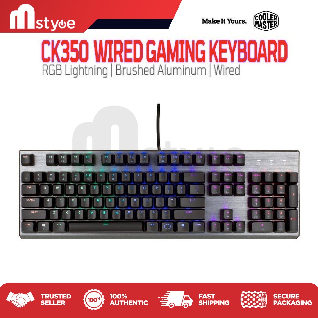 Cooler Master CK350 RGB Mechanical Gaming Keyboard with Brushed ...