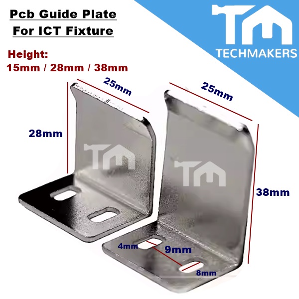 L-Shape Test Fixture PCB Guide Plate Zinc Alloy for ICT / FCT Test Fixture CNC Machining Plate M3/M4 Screw GuidePlate