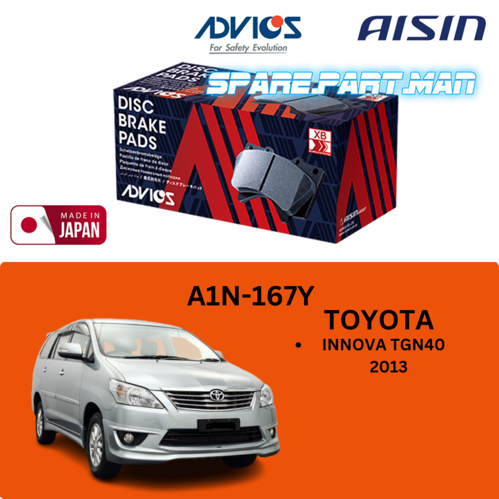 Aisin Advics Toyota Innova TGN40 FACELIFT 2013-2016 Disc Brake Pad ...