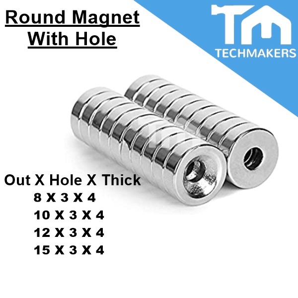 1pc Neodymium NdFeB Round Super Magnet With Hole D8x3x4mm D10x3x4mm D12x3x4mm D15x3x4mm Strong Magnet N35 Rare Earth