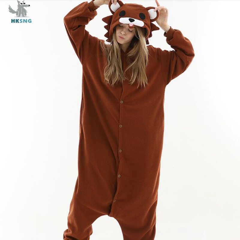 High Quality Adult Kigurumi Teddy Brown Bear Onesies Animal Pajamas