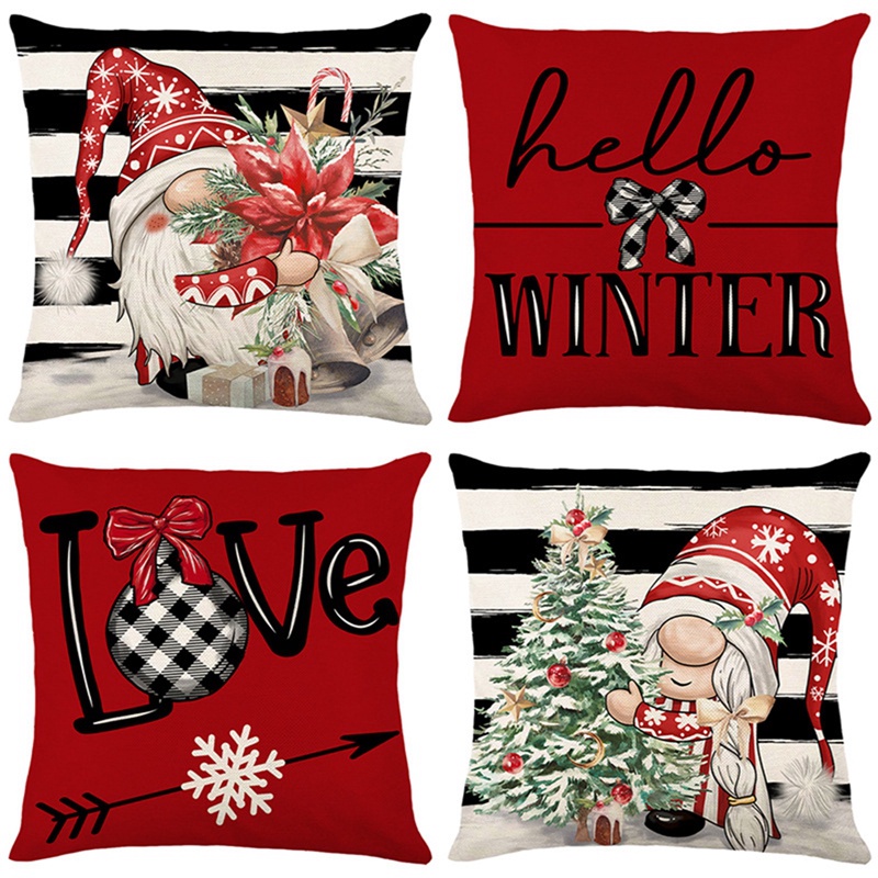 BCF Christmas Pillows Covers Santa Claus Candy Cane Farmhouse Christmas