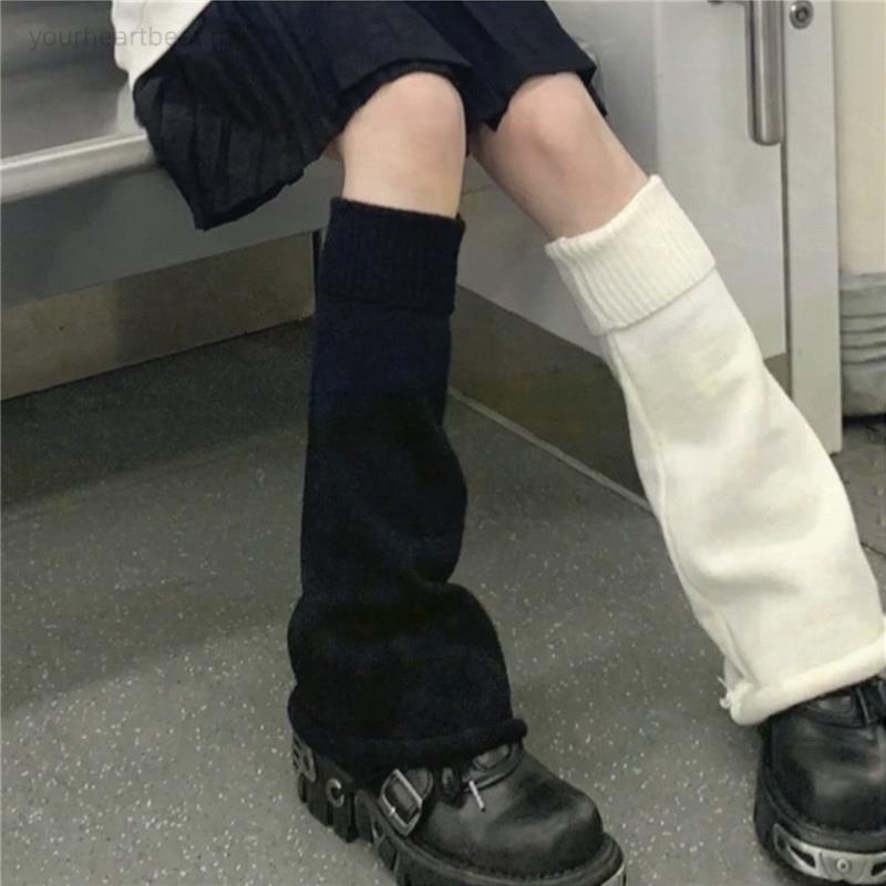 Y2k Lolita Socks Cute Flared Knitted Long Warmers Foot Cover White Arm