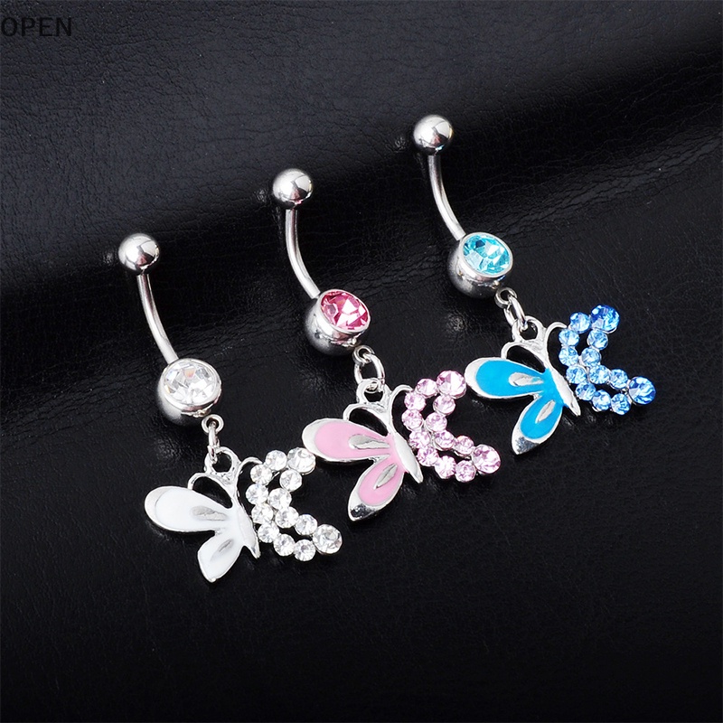 op Surgical Steel Belly Button Ring Navel Nombril Belly Ring Butterfly ...