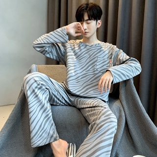 Pyjamas Men Cotton Model Long sleeve Pajamas Set Winter Loose Plus size  Sleepwear Man Loungewear L-3XL