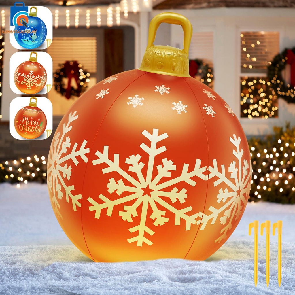 Inflatable Christmas Ball with LED Light 23.6inch RGB Light Up Giant