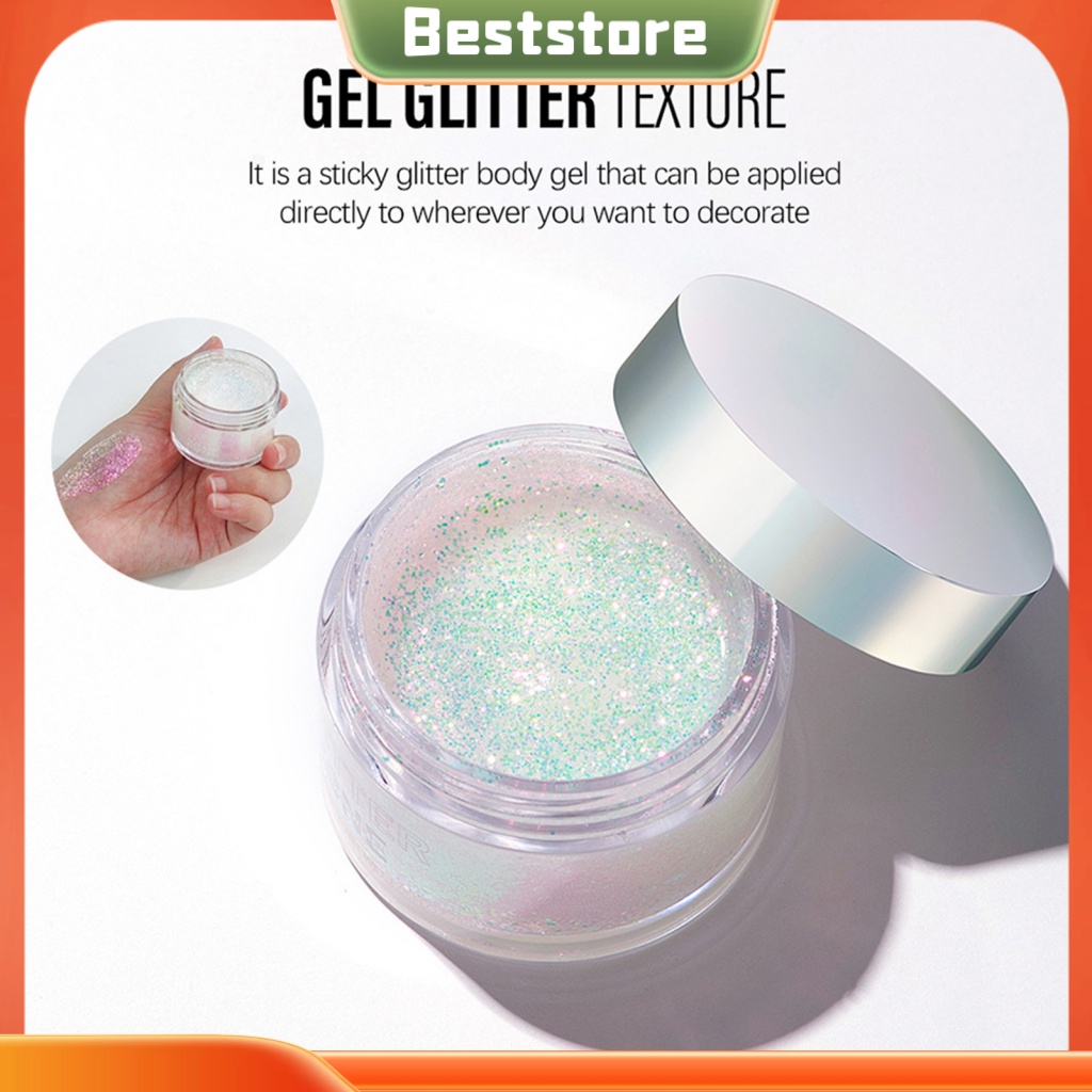 Beststore Nail Glitter Gel Face Glitter Gel Shimmering Mermaid Sequins Body Glitter Gel Long