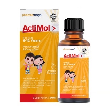 Actimol 250mg/5ml Paracetamol 6-12 Years Orange Flavour ( 60ml ...