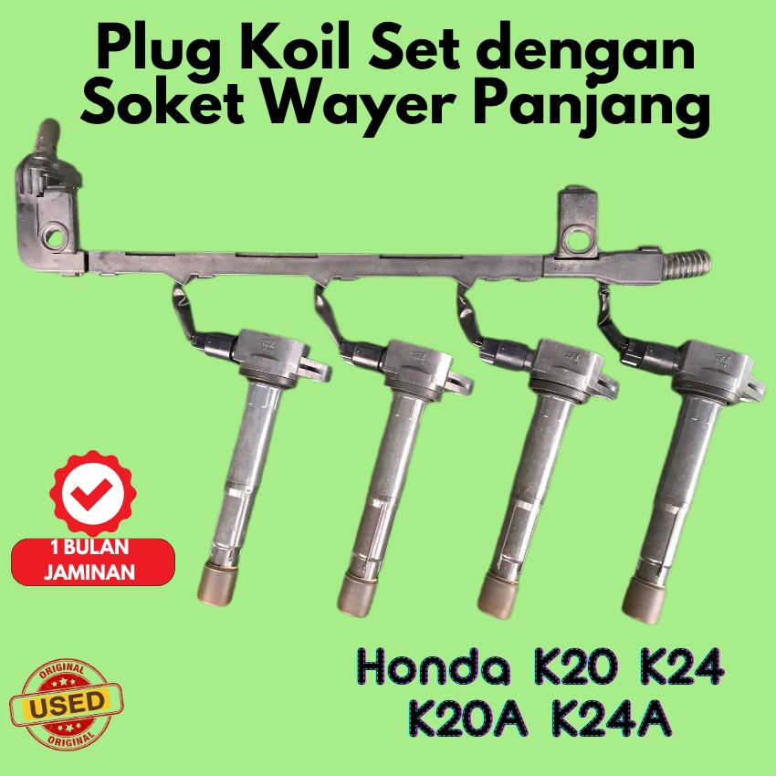 HONDA K20 K24 K20A K24A Ignition Plug Coil Set with Socket & Long Wire
