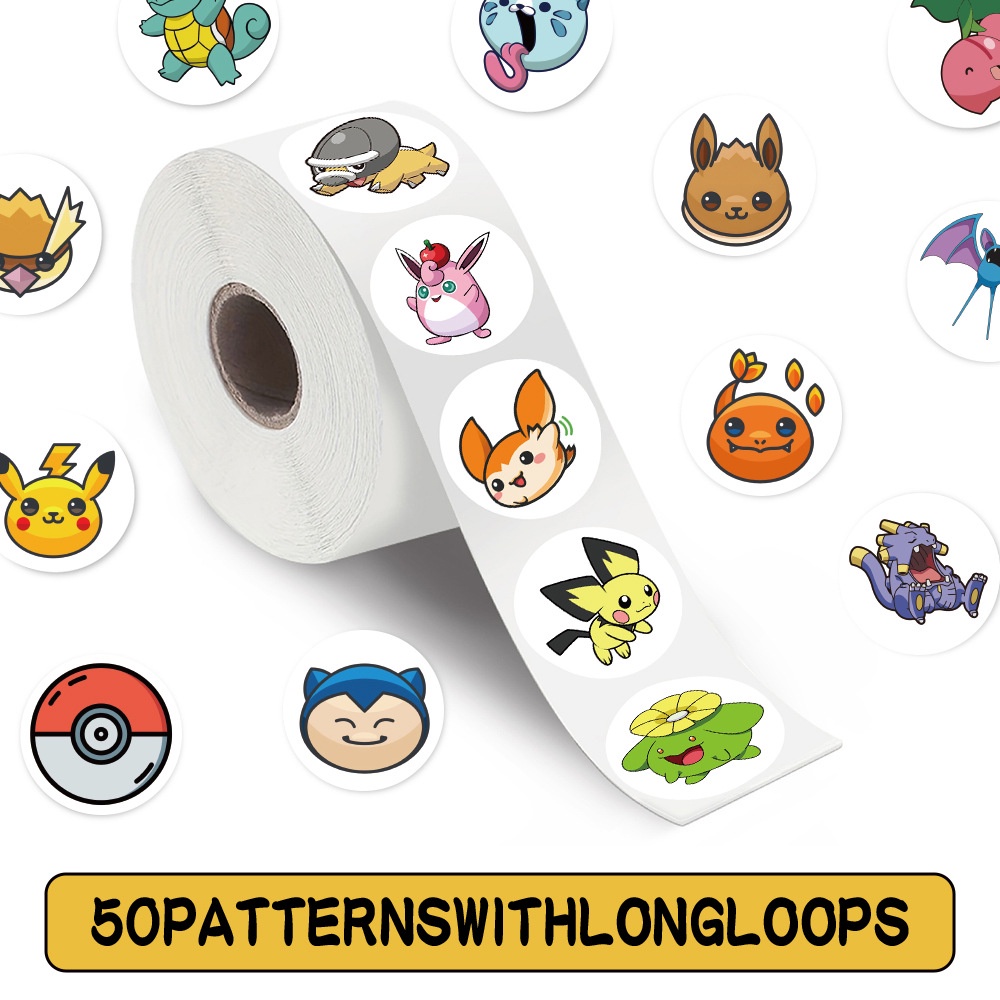 200PCS/Roll Cartoon Cute Pokémon Decorative Sealing Stickers Roll For  Luggage Phone Case Laptop Notebook Decals Kids Gift RecordingYourLife