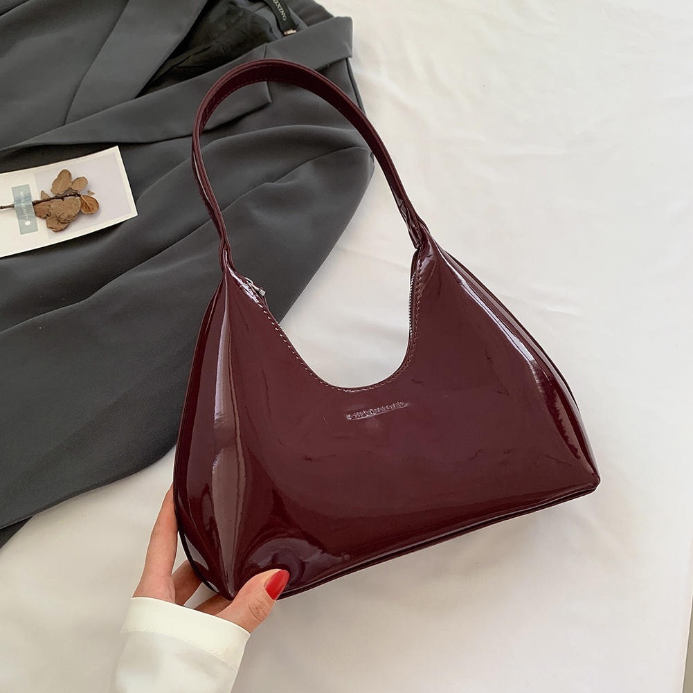 Women Patent Leather Tote Bag Versatile Fashion Shoulder Bag Casual Satchel  Hobo Bag Zipper Armpit Bag Girl Shopper Purse