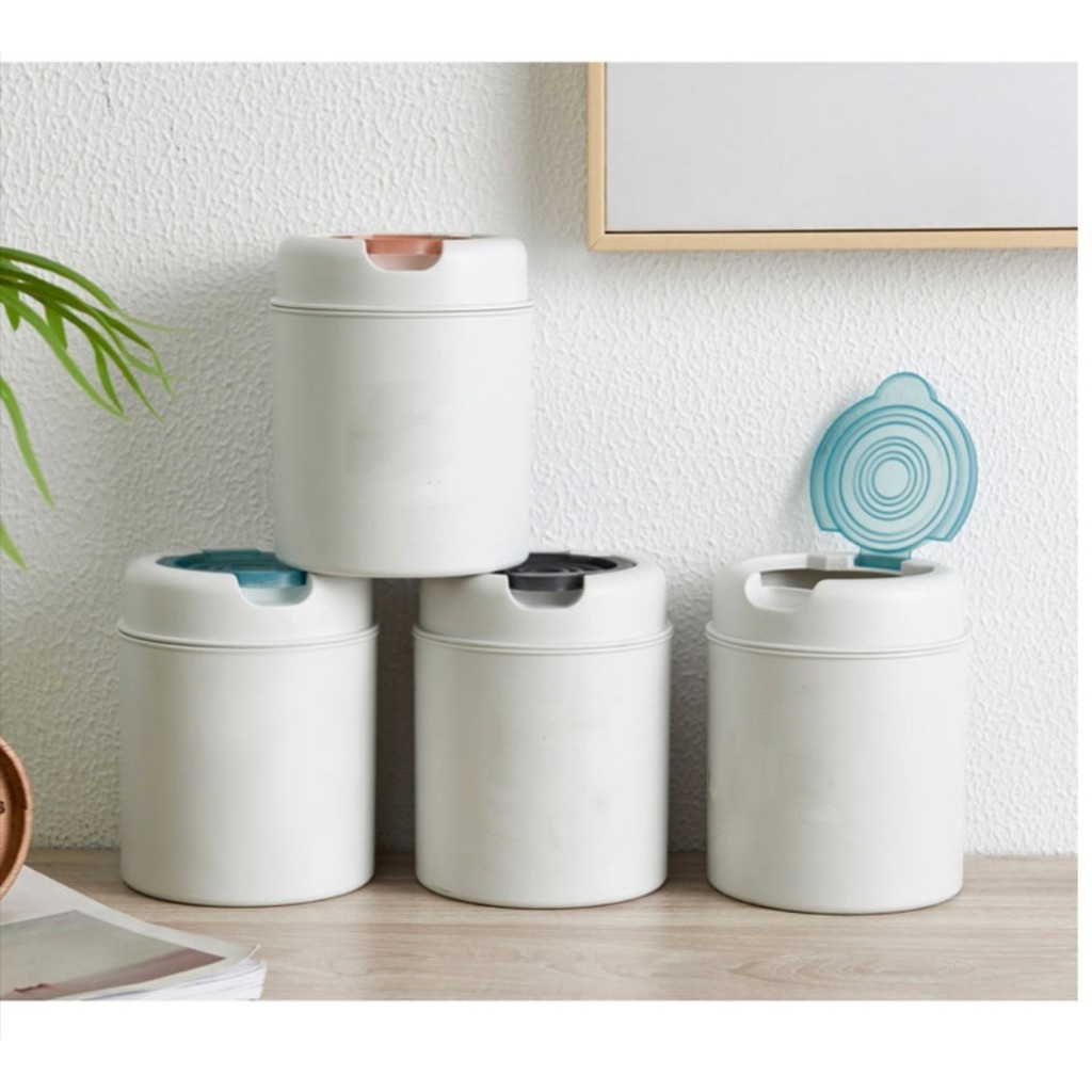 Cute Mini Dustbin Storage Stationery Box Dustproof Pop-up Cover Mini ...
