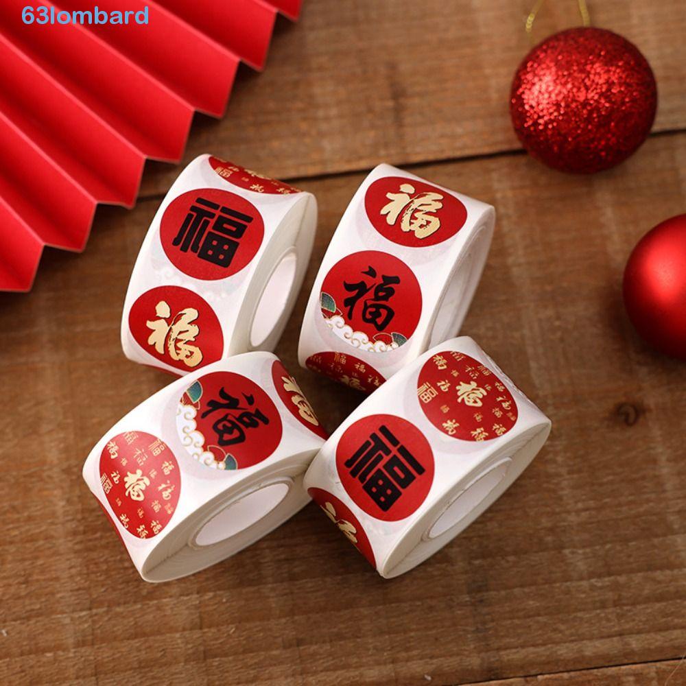 LOMBARD DIY Seal Roll New Year's Sticker, Good Luck Decorative Sticky ...