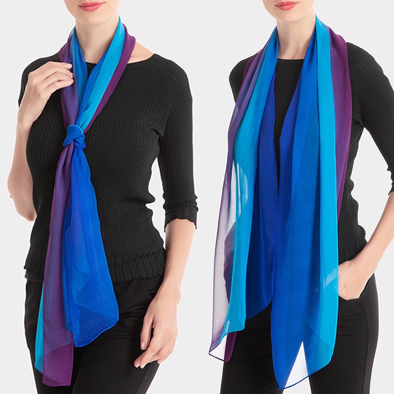 Gradient Color Scarves Chiffon Long Style Shawl Vintage Scarf Fashion ...