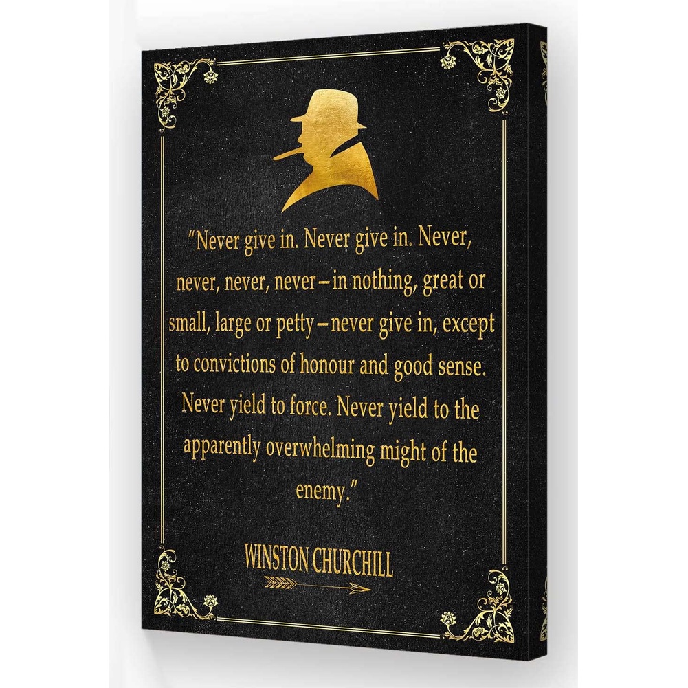 Never Give In Quotes Wall Art Speech Posters Framed Motivational