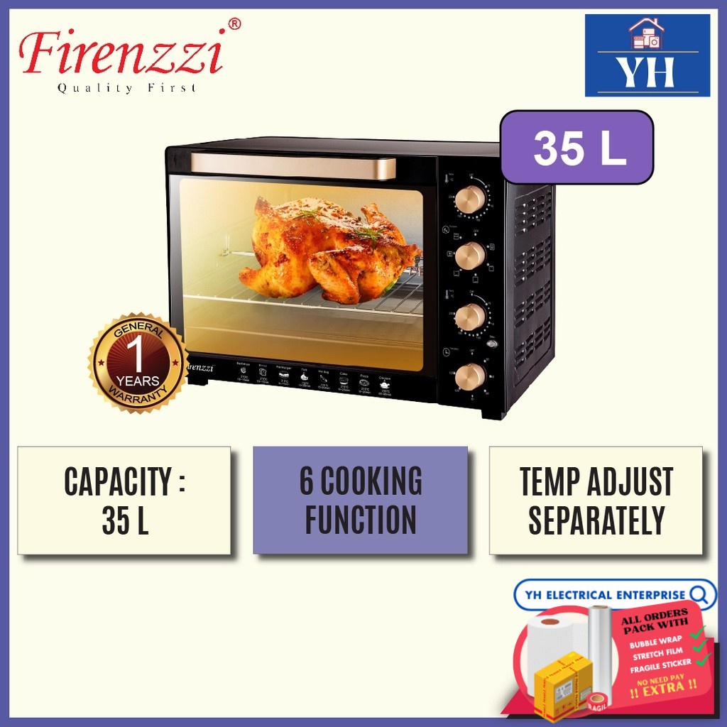Firenzzi 35L 6 Functions Two Separate Temperature Control Tabletop Oven