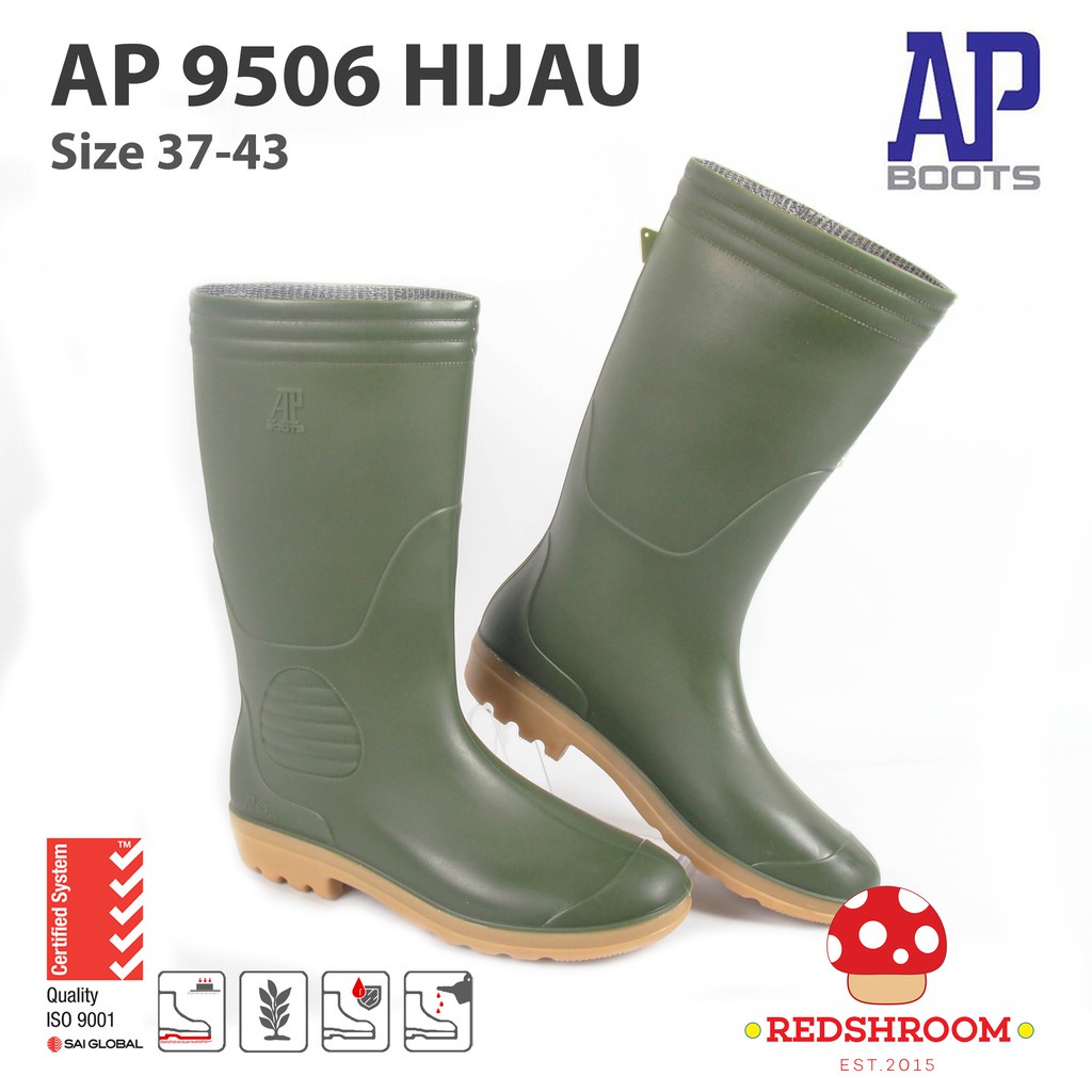 HIJAU LOKAL Ap 9506 AP High Boots Green Boots Local Rubber Waterproof ...