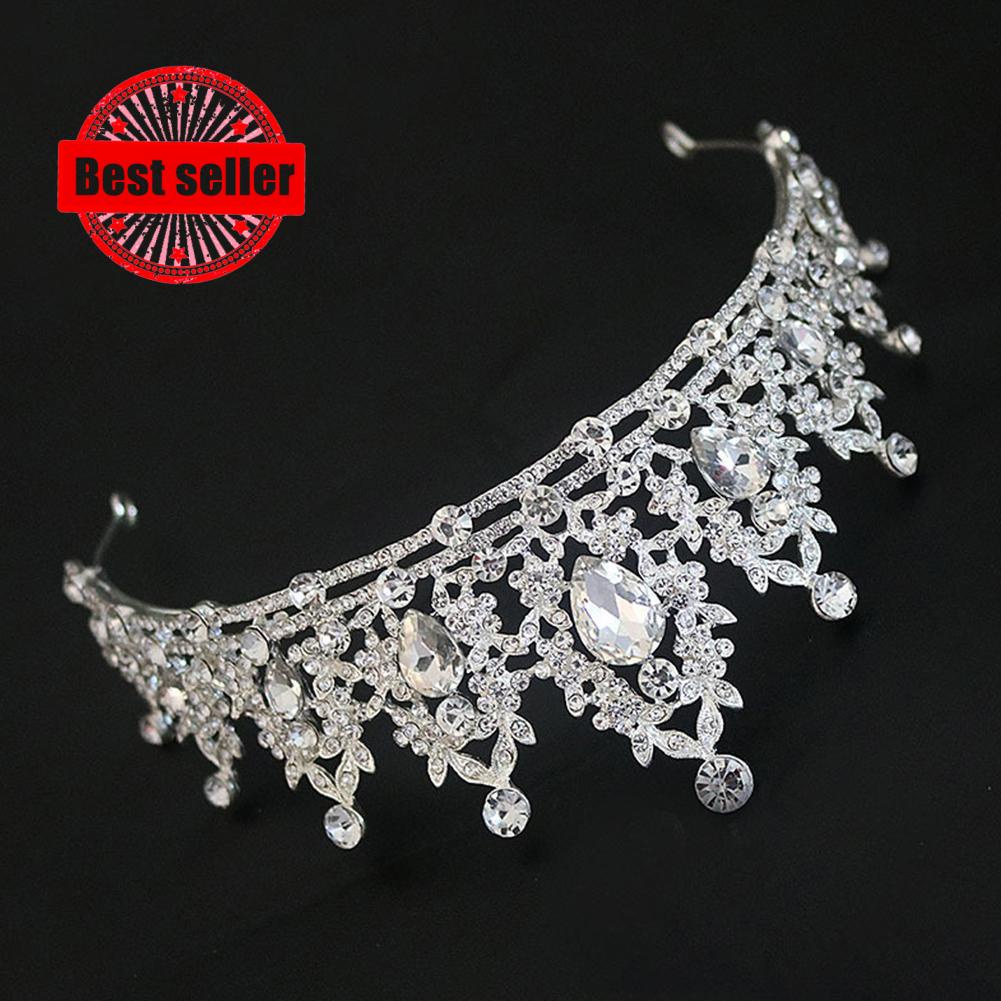 Crystal Bridal Tiara Crown Silver Color Diadem Wedding Head Rhinestone