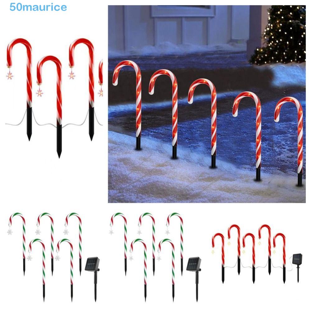 MAURICE Candy Cane Solar Lights, Solar Lamp Atmosphere Christmas Garden