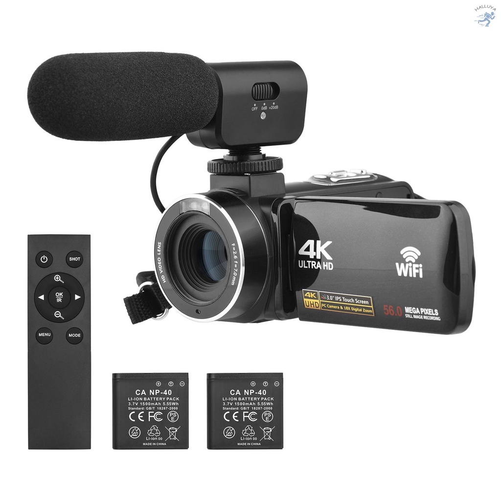 4K Digital Video Camera WiFi Camcorder DV Recorder 56MP 18X Digital ...