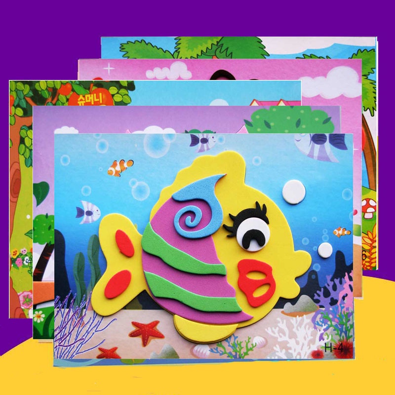 DIY Kids 3D Craft EVA Foam Sticker Pre-Cut Puzzle Game Early Learning ...