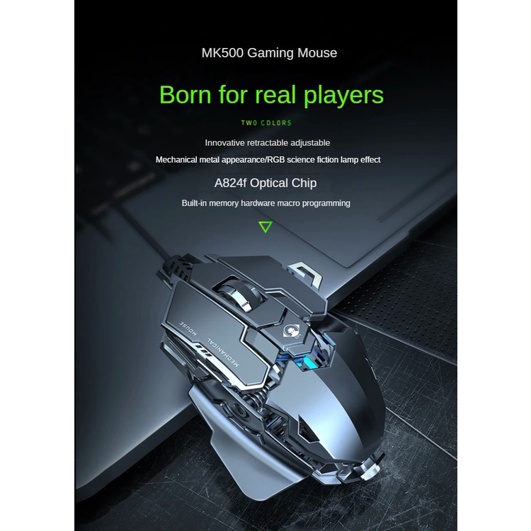 New Mechanical Wired Gaming Mouse 9 Key Macro Definition 12800 DPI ...