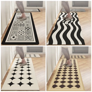 Long Kitchen Mat PU Leather Floor Mats Waterproof Oil Proof Non-slip PVC  Carpet Home Balcony Corridor Decor Entrance Doormat