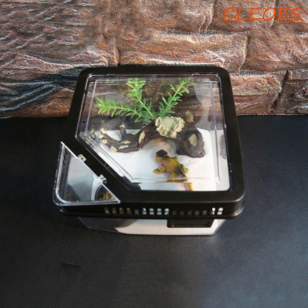 CLEOES Anti-escape Reptile Terrarium Tank, Anti-escape Plastic Reptile ...