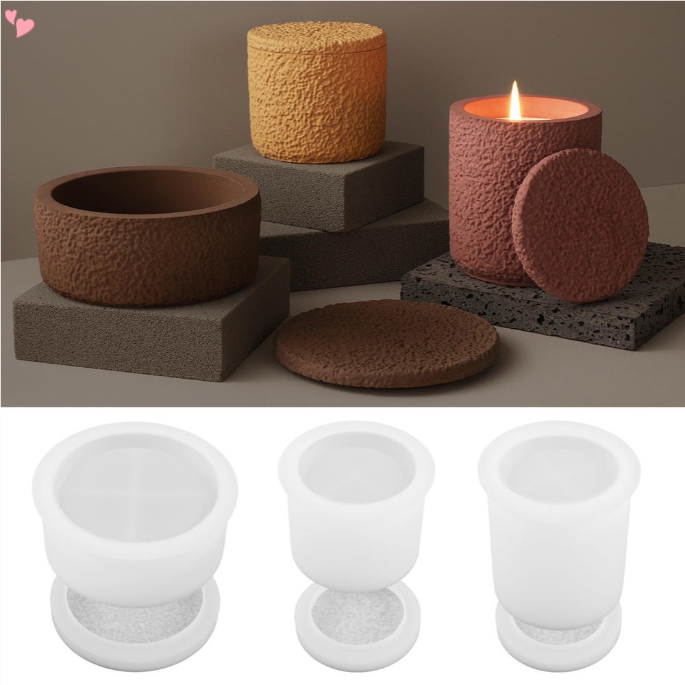 Candle Jar Molds, Silicone Concrete Molds for Candle Holder with Lids