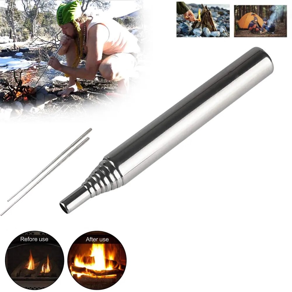 Fire Blow Pipe Telescopic Camping Blow Fire Tube Blower Pipe Campfire ...