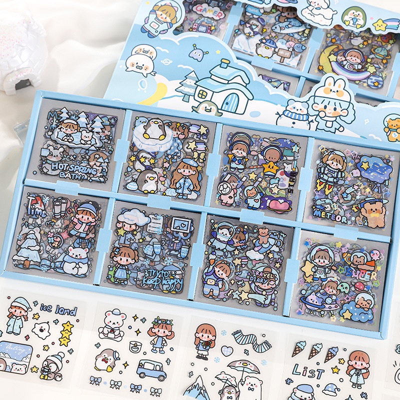 KawaiiGift 200pcs PVC Icy Castle Space Stickers Box Waterproof Sticker ...